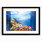 Extra large abstract art print featuring colorful, textured patterns on a black framed canvas, ideal for living room decor.