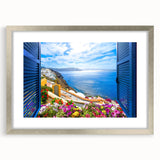 Abstract art print featuring geometric patterns in black and white, framed in silver, suitable for dining room decor.