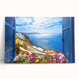 Black and white photo of an architectural window design on a stretched canvas.