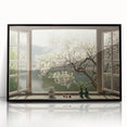 Large abstract wall art featuring geometric patterns in black and white, acrylic print in a black frame.