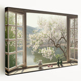 Large canvas print of a vintage architectural window design in neutral tones, suitable for kitchen wall art.