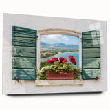 Large abstract wall art on acrylic glass featuring a geometric pattern in muted gray tones.