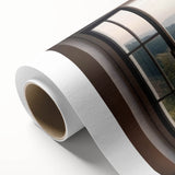 Art deco poster of geometric patterns and bold lines in monochrome, rolled canvas, ideal for nursery wall art.