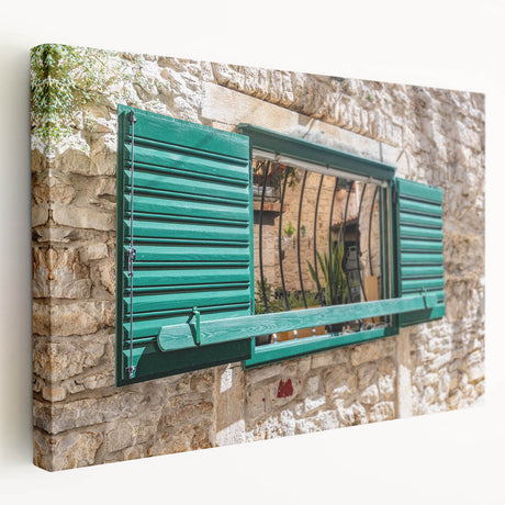 Large art on stretched canvas featuring a detailed architecture window design in neutral tones, ideal for kitchen wall art.
