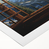 Art Deco poster featuring geometric patterns and gold, black, and white colors on rolled canvas.