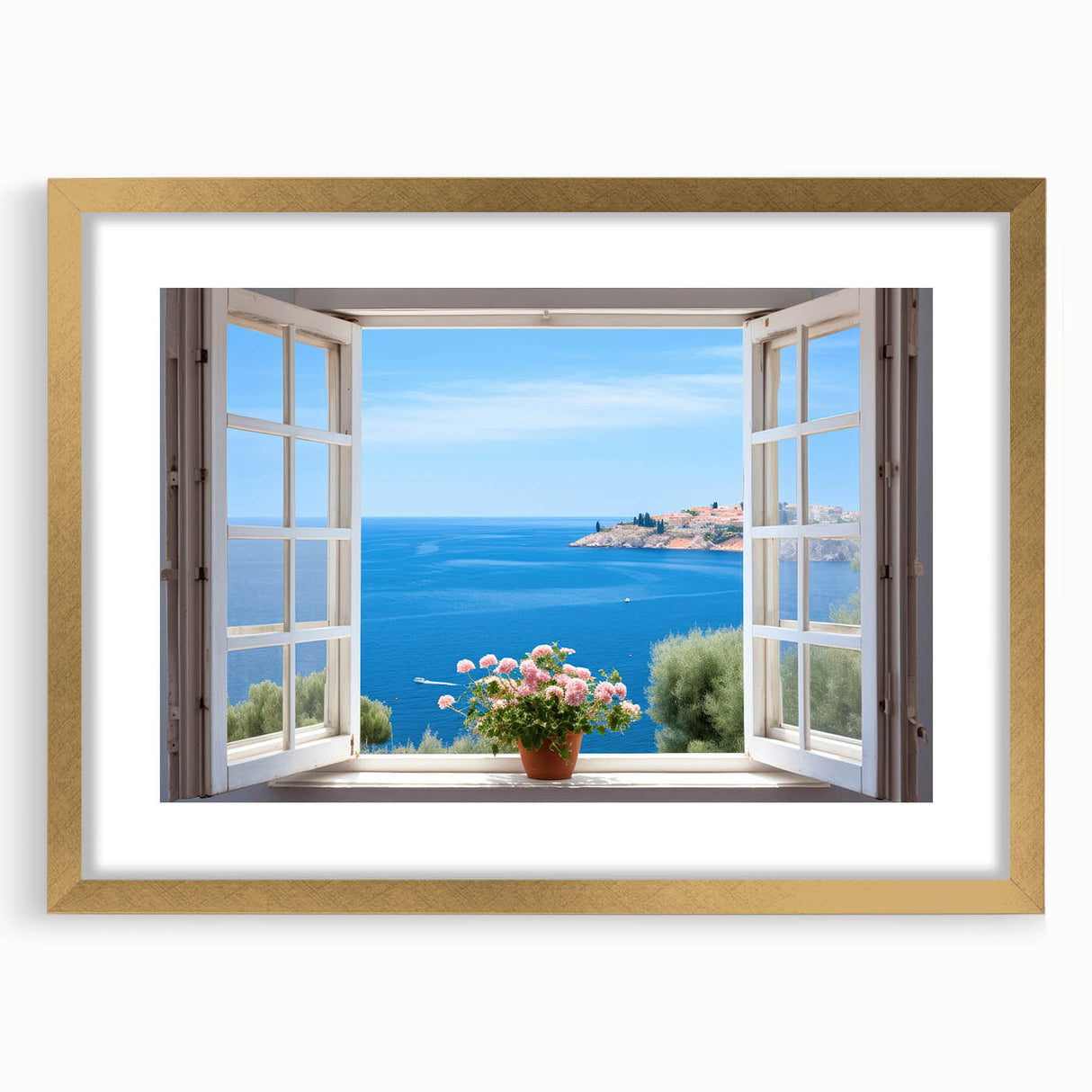 Textured abstract art print featuring intricate geometric patterns in muted gold, framed with a mat, ideal for bedroom art.