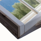Large art featuring a black and white landscape painting on stretched canvas, ideal for bedroom wall decor.