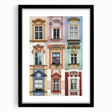 Extra large abstract art print featuring colorful, textured patterns, framed in black, ideal for living room decor.