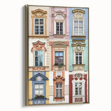 Framed canvas featuring a vintage landscape painting with colorful art on a black background, ideal for living room decor.