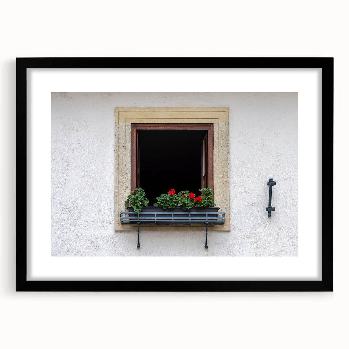 Extra large abstract art print featuring textured patterns in muted earth tones, framed in black.