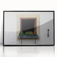 Large abstract wall art featuring geometric shapes in black and white, framed in acrylic, suitable for modern decor.