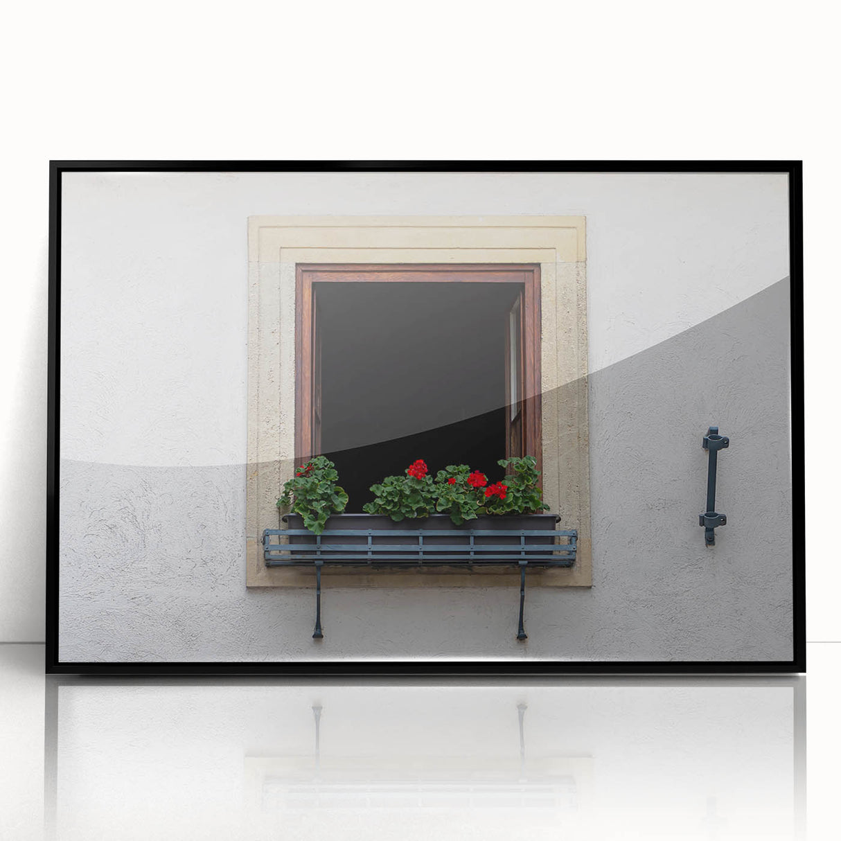 Large abstract wall art featuring geometric shapes in black and white, framed in acrylic, suitable for modern decor.
