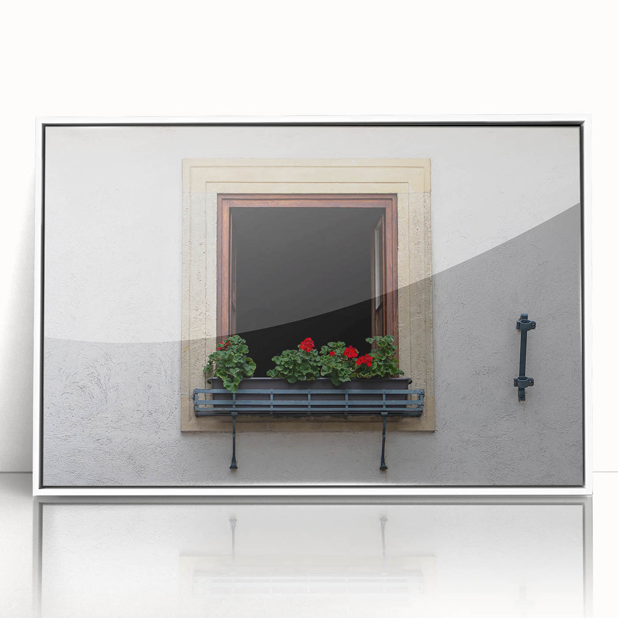 Large acrylic print of a mid-century modernist window design in monochrome, ideal for modern art wall decor.