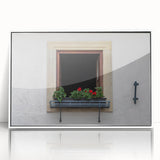 Large acrylic print of a mid-century modernist window design in monochrome, ideal for modern art wall decor.