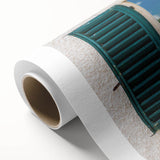 Art Deco style poster featuring geometric patterns and soft pink and gold tones on rolled canvas, ideal for nursery wall art.