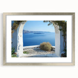 Abstract art print featuring geometric patterns in silver and gray tones, framed with a silver mat.