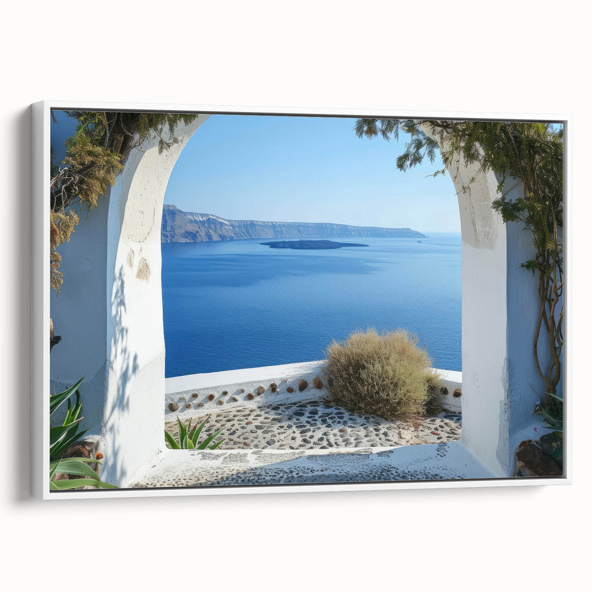 Framed canvas featuring a vintage black and white landscape painting, ideal for bedroom wall art.