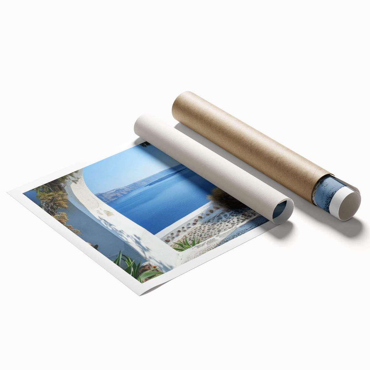 Extra large rolled print featuring a floral design in pastel shades.