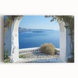 Black and white photograph of a large window design on stretched canvas, ideal for kitchen wall art.
