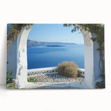 Black and white photograph of a large architectural window design on stretched canvas.