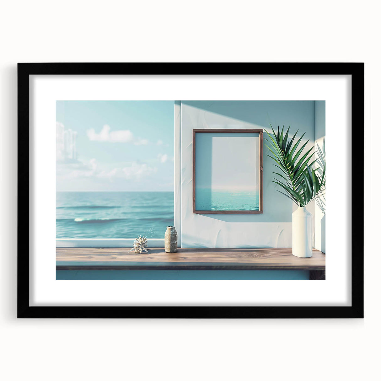 Extra large abstract art print featuring a colorful, textured design in a black frame, ideal for living room decor.