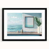Extra large abstract art print featuring a colorful, textured design in a black frame, ideal for living room decor.