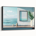 Black and white vintage poster art of a landscape on framed canvas, suitable for bedroom decor.