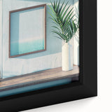 Black wall art featuring a close-up of a textured, colorful window design on a framed canvas, ideal for living room decor.