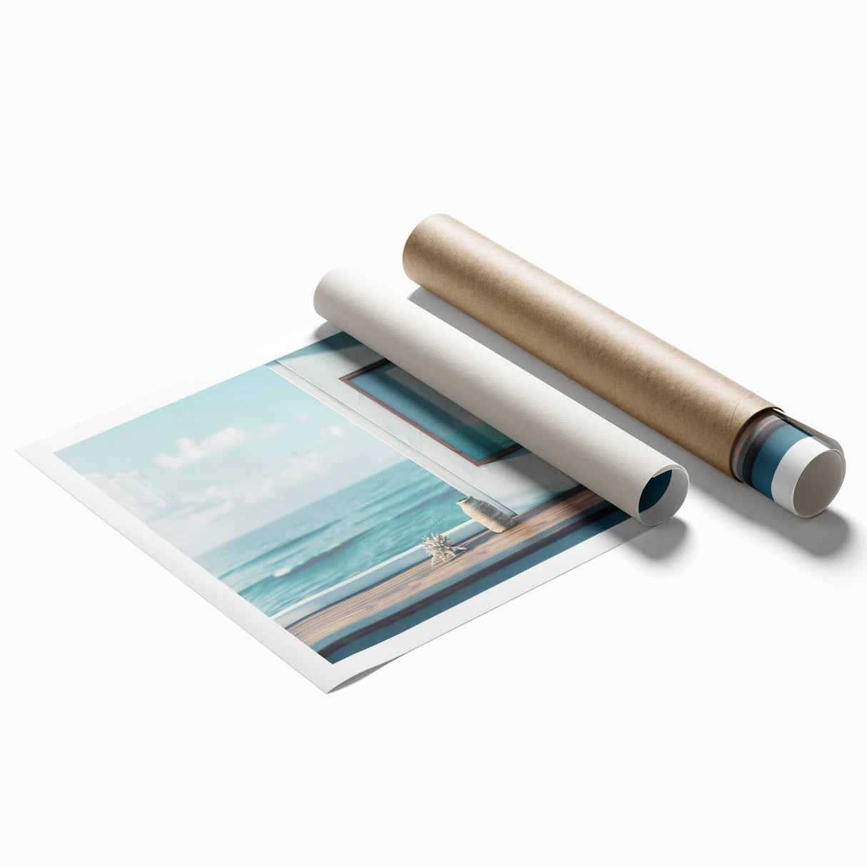 Extra large rolled print featuring a floral design in pastel shades, ideal for classy bathroom wall art.