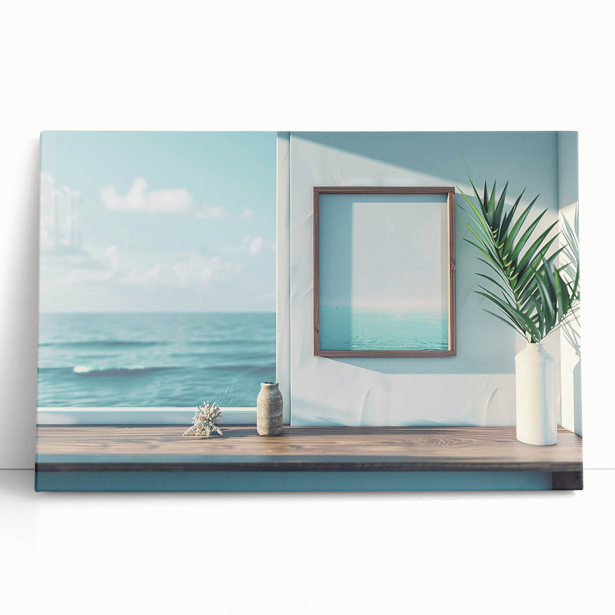 Black and white photo of an architectural window design on a large stretched canvas, ideal for kitchen wall art.