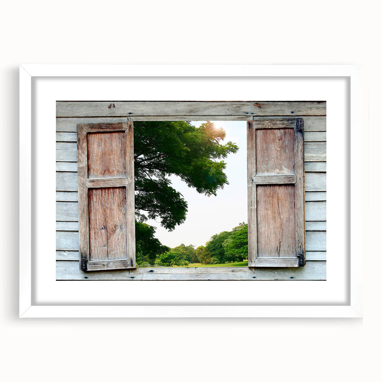Extra large abstract art print featuring textured window design in muted gray tones on a framed white canvas.