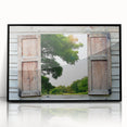 Large abstract wall art featuring a mid-century modernist design in black and white, acrylic print framed in black.