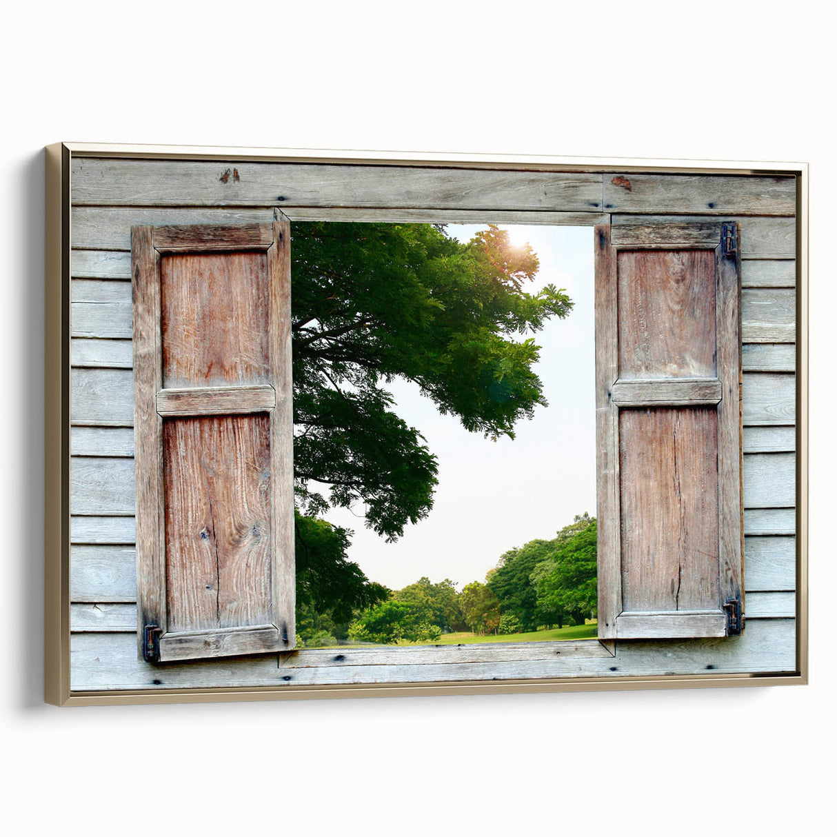 Framed canvas featuring a vintage black and colorful landscape painting, ideal for enhancing living room decor.