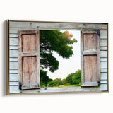 Framed canvas featuring a vintage black and colorful landscape painting, ideal for enhancing living room decor.