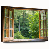 Large abstract wall art on acrylic, featuring a geometric window design in muted gray tones.