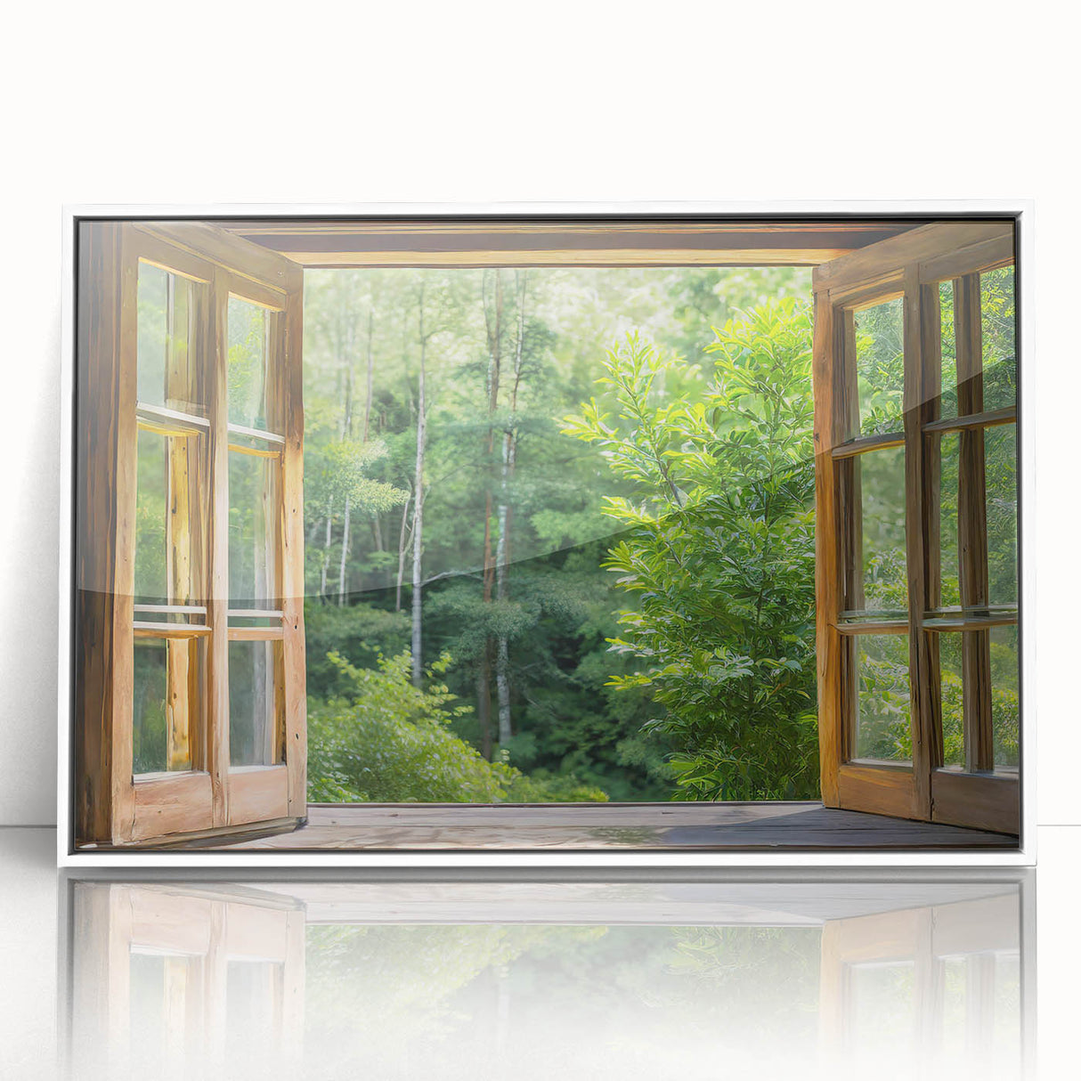 Mid-century modernist architecture design in white and gray tones on a framed acrylic, suitable for modern art wall decor.