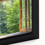 Extra large black wall art featuring a close-up of colorful, textured windows, ideal for living room decor.