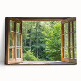 Large black and white photo of an architectural window design on stretched canvas, ideal for kitchen wall art.