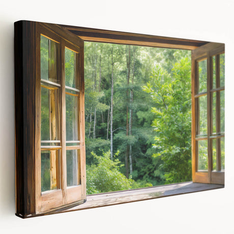 Large stretched canvas featuring a detailed architectural window design in monochrome, ideal for kitchen wall art.
