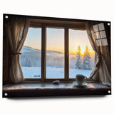 Large abstract wall art on acrylic glass featuring geometric patterns in muted earth tones.