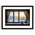 Extra large abstract art print featuring colorful, textured window design on a black framed canvas.