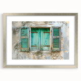 Abstract art print featuring geometric patterns in black and white, framed in silver.