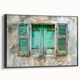 Black and white framed canvas featuring a vintage architectural window design, ideal for bedroom wall decor.