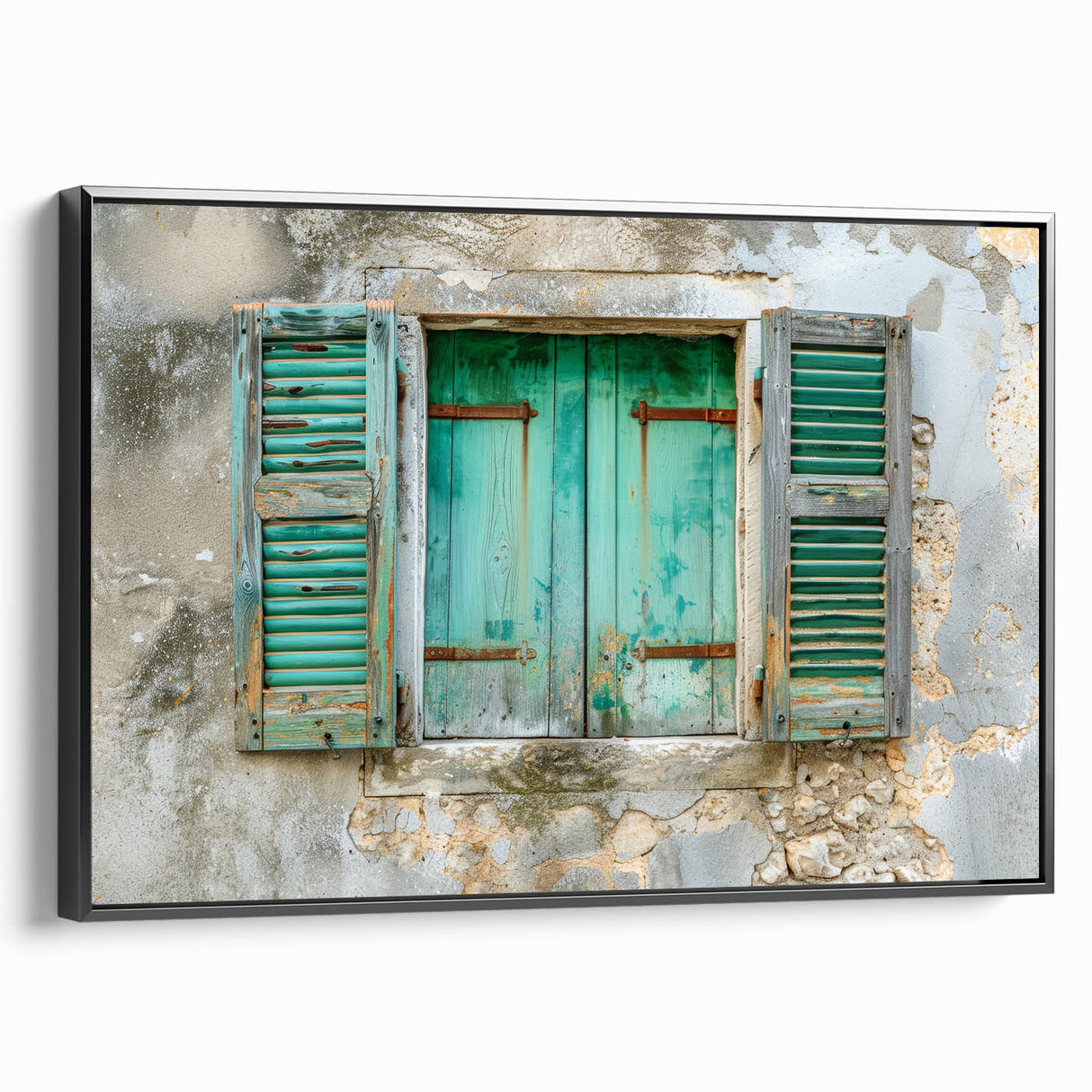 Black and white framed canvas featuring a vintage architectural window design, ideal for bedroom wall decor.
