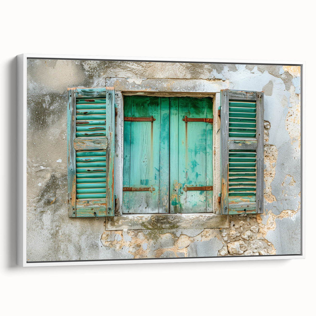 Framed canvas featuring a vintage poster art of a black architectural window design, suitable for bedroom wall art.