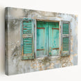 Large art print on stretched canvas featuring an architectural window design in neutral tones, ideal for kitchen wall art.