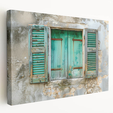 Large art print on stretched canvas featuring an architectural window design in neutral tones, ideal for kitchen wall art.