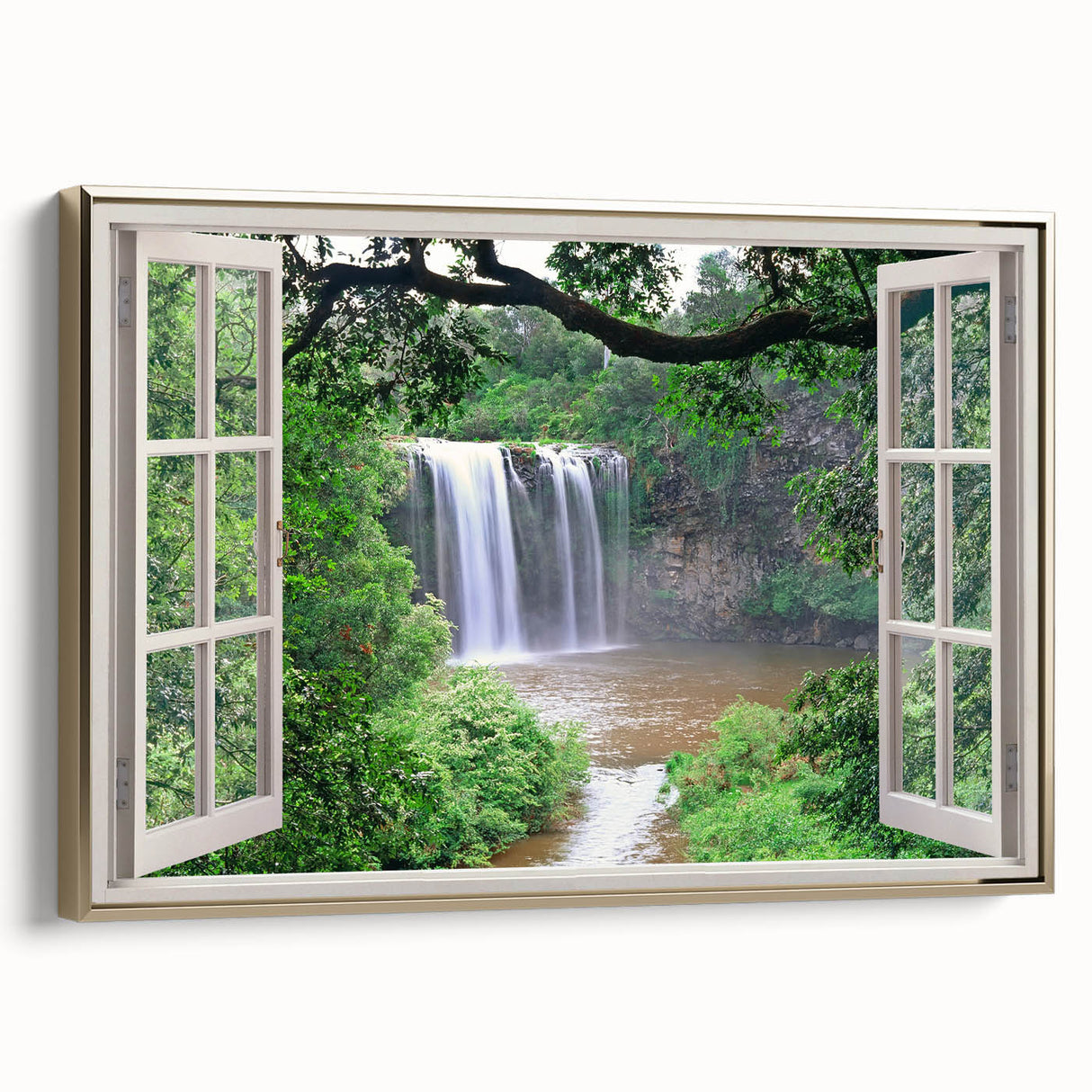 Framed canvas featuring a vintage poster of a black and colorful landscape painting, ideal for living room decor.