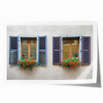Extra large rolled print of a floral art design featuring detailed window architecture in muted earth tones.