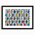 Extra large abstract art print featuring textured, colorful art in a black frame, ideal for living room decor.